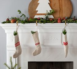Vintage Grain Sack Holiday Stocking