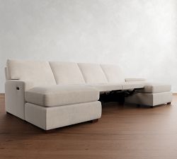 Turner Square Arm Power Reclining Double Chaise Sectional (135"&ndash;160")