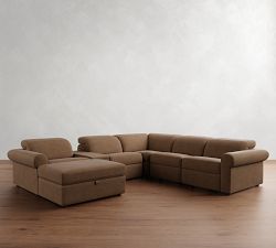 Ultra Lounge Roll Arm Leather Reclining 7-Piece Sectional (160")