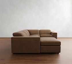 Ultra Lounge Square Arm Leather Reclining 5-Piece Sectional (117")