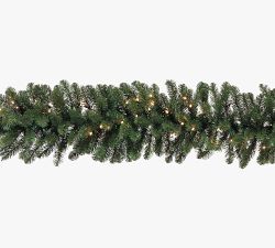 Faux Noble Fir Garland with Clear Lights - Set of 2