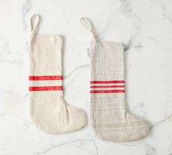 Vintage Grain Sack Holiday Stocking