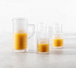 Jupiter Beaded Glass Pitcher with 6 Double Old Fashioned Glasses