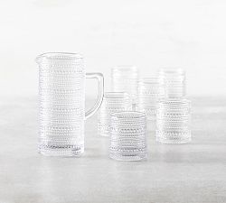 Jupiter Beaded Glass Pitcher with 6 Double Old Fashioned Glasses