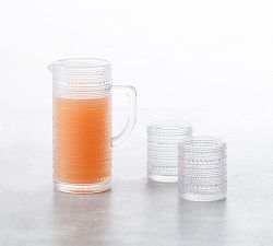 Jupiter Beaded Glass Pitcher with 6 Double Old Fashioned Glasses