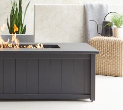 Kristin Metal Rectangular Propane Fire Pit Table with Lid Cover (70")