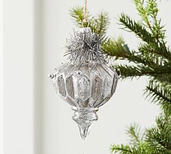 Mercury Glass Tinsel Finial Ornament