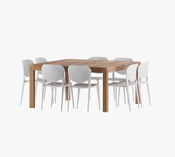 Saldano 9-Piece Teak Square Dining Table Set