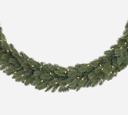 Open Box: Tree Classics by Balsam Hill Faux Lit Classic Fraser Fir Wreath &amp; Garland