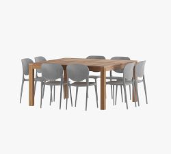 Saldano 9-Piece Teak Square Dining Table Set