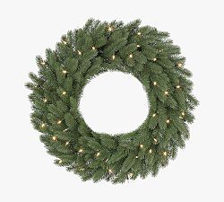 Open Box: Tree Classics by Balsam Hill Faux Lit Classic Fraser Fir Wreath &amp; Garland