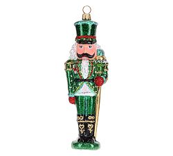Handmade Heirloom Metallic Green Nutcracker Ornament