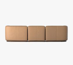 Mila Leather Square Arm 3-Piece Modular Sofa