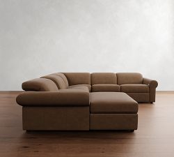 Ultra Lounge Roll Arm Leather Reclining 7-Piece Sectional (160")