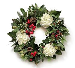 Handcrafted Faux Hydrangea Holiday Wreath