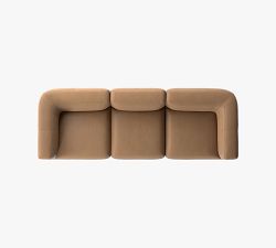 Mila Leather Square Arm 3-Piece Modular Sofa