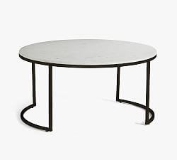 Open Box: Delaney Round Marble Nesting Coffee Tables, Bronze, 38"L