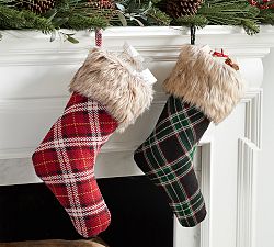 Faux Fur Plaid Stockings