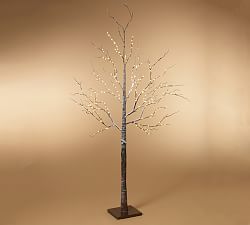 Lit Snowy Brown Birch Tree - 6ft