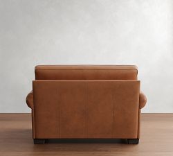 Buchanan Roll Arm Leather Twin Sleeper Sofa with Memory Foam Mattress (56&quot;)