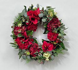 Handcrafted Faux Amaryllis Hydrangea Wreath