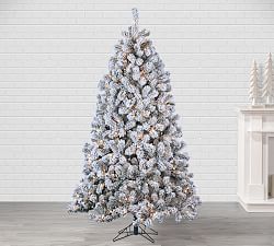 Lit Flocked Montana Pine Faux Christmas Tree - 7 Ft.