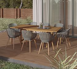 Nassau 9-Piece Teak Rectangular Dining Table with Sinclair Dining Armchair Set