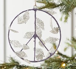 Beaded Leaf Peace Sign Ornament