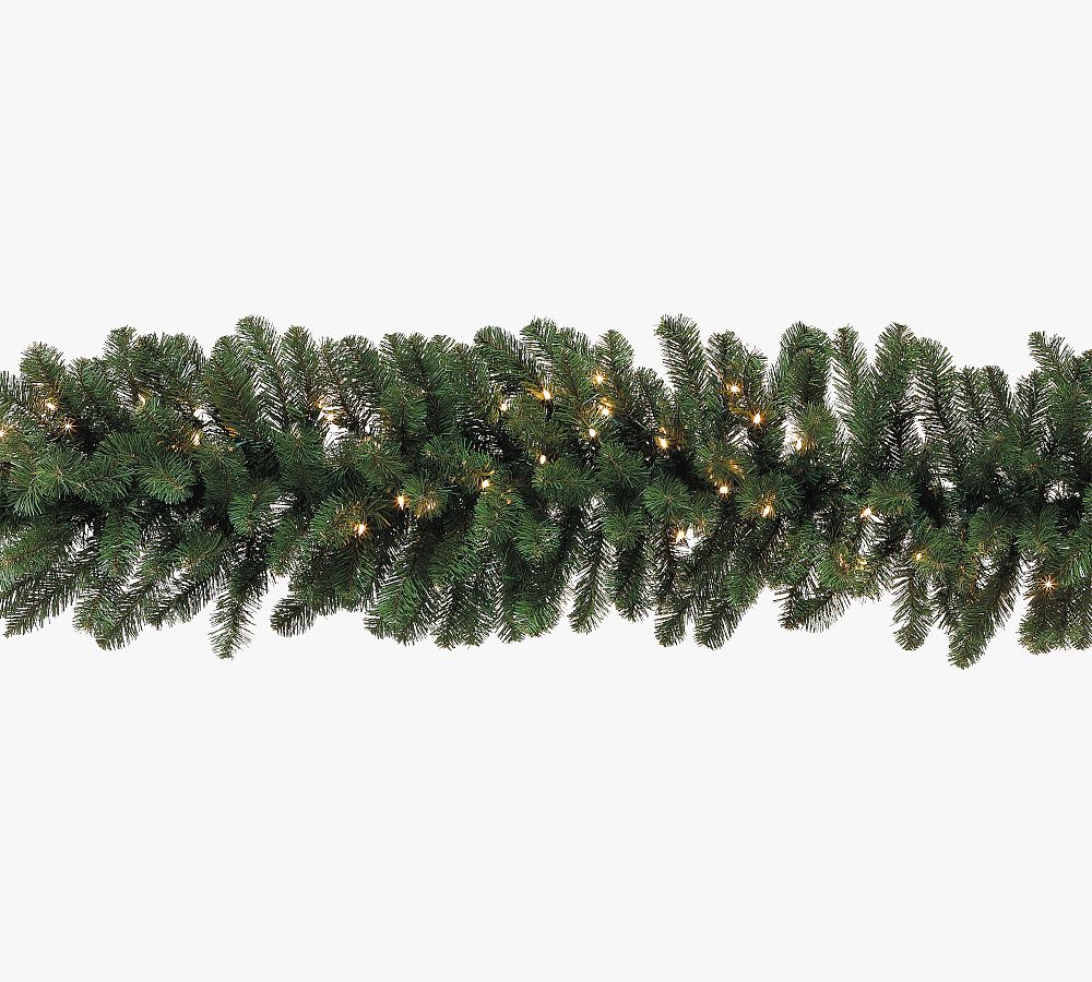 Faux Noble Fir Garland with Clear Lights - Set of 2