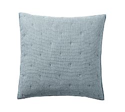Open Box: European Flax Linen Waffle Quilted Sham, Euro Set of 2 - Chambray