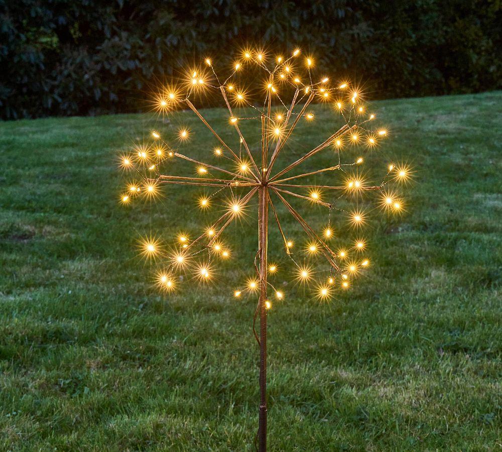 Solar Outdoor Lit Dandelion LED Lawn Stakes - 12" - Brown
