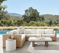 Huntington Wicker 6-Piece Square Arm Outdoor Sectional (126")