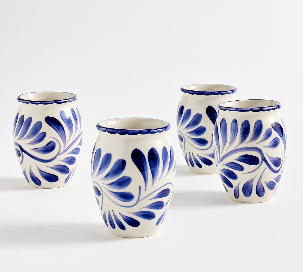 Puebla Porcelain Cantarito Jars - Set of 4 - Set of 4 - Blue/White