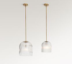 Cooper Ribbed Glass Pendant (10&quot;-14&quot;)