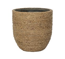 Open Box: Handcrafted Lightweight Ficonstone Straw Grass Planter, Short Taper 10&rdquo;