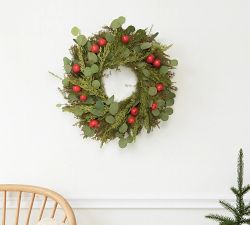 Handcrafted Dried Silver Dollar and Eucalyptus and Apple Indoor/Outdoor Botanicals