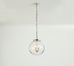 Open Box: Anthony Recycled Glass Globe Pendant, Small 14" Diam. - Polished Nickel