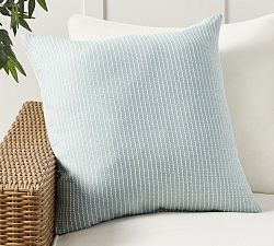 Open Box: Sunbrella® Pickstitch Striped Outdoor Pillow, 24" - Chambray