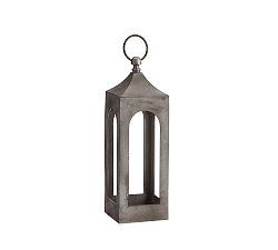 Open Box: Caleb Handcrafted Metal Lantern, Small, 21.5&quot; - Gray
