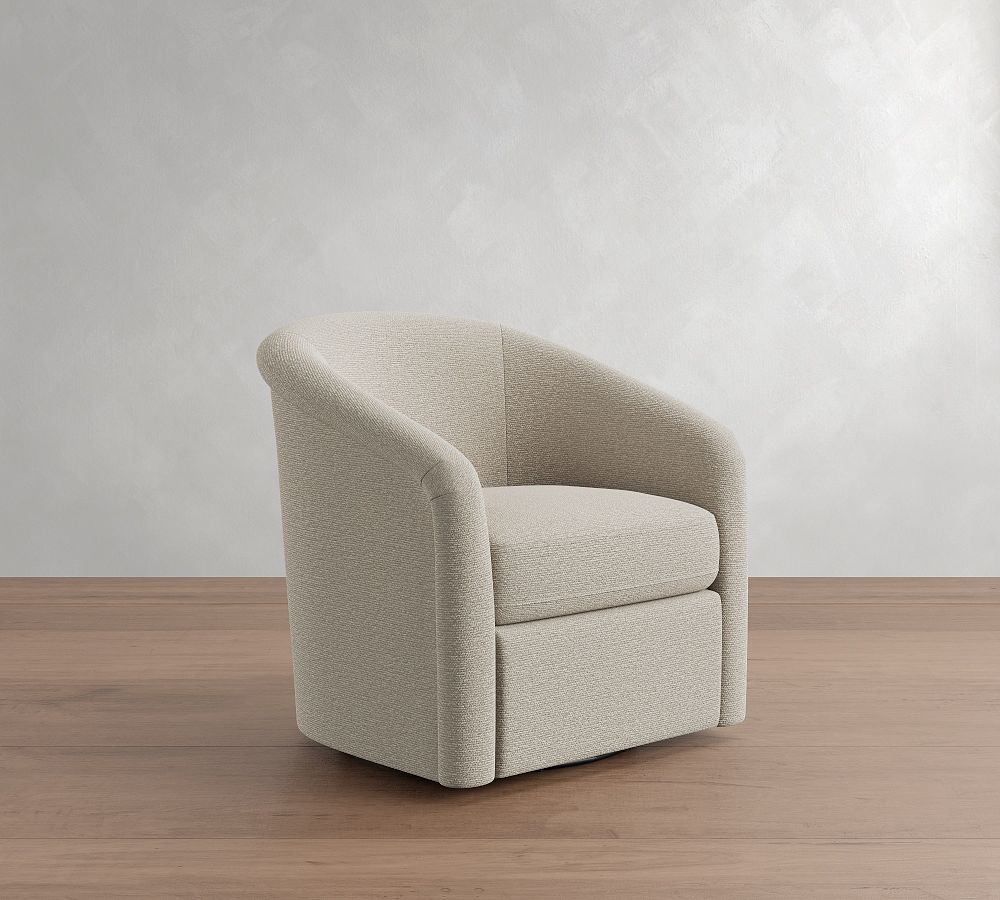 Maeve Swivel Chair - Polyester Wrapped Cushions, Heathered Chenille Stone