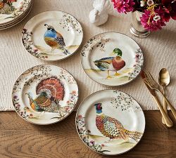 Botanical Harvest Bird Stoneware 8-Piece Dinnerware Set