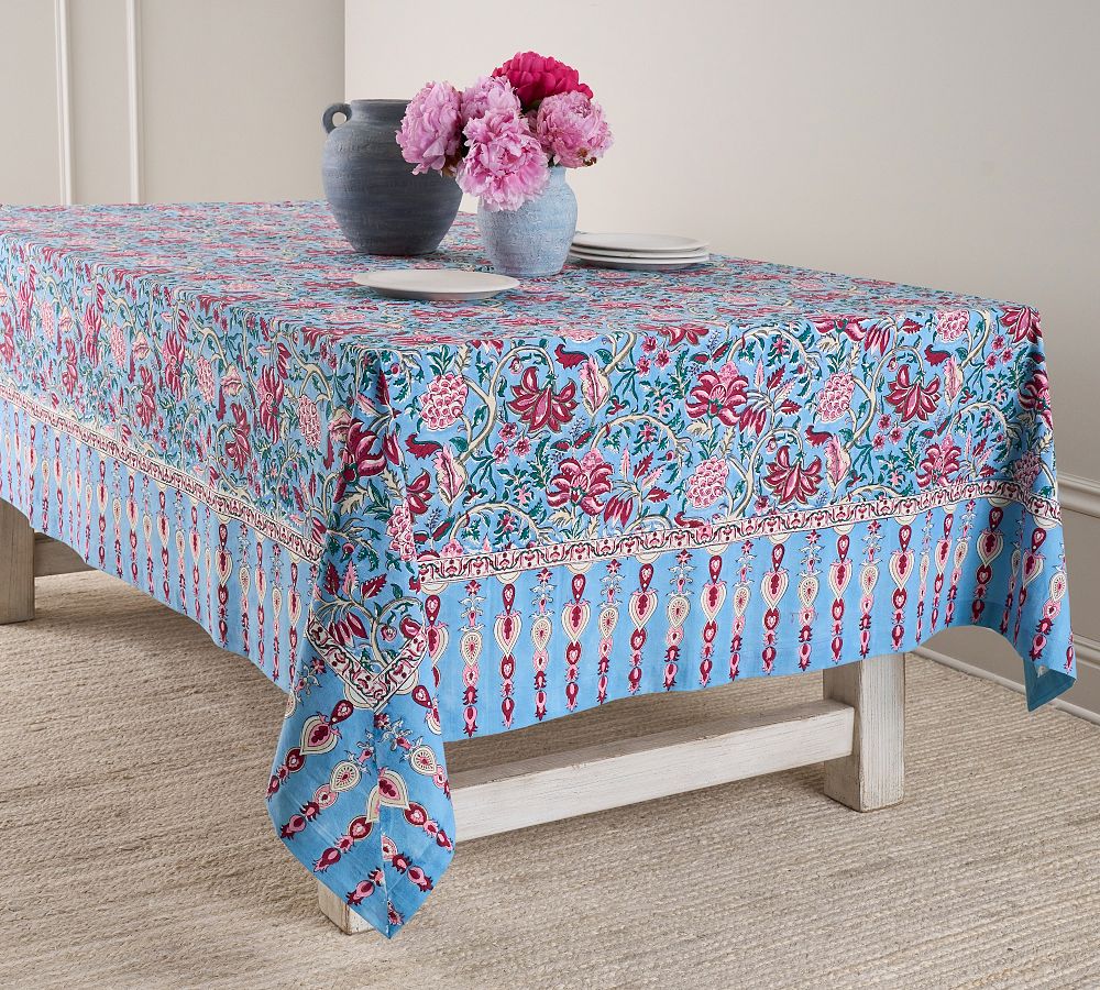 Shannon Block Print Cotton Tablecloth
