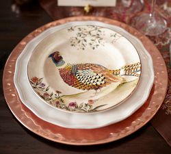 Botanical Harvest Bird Stoneware Salad Plates - Mixed Set of 4