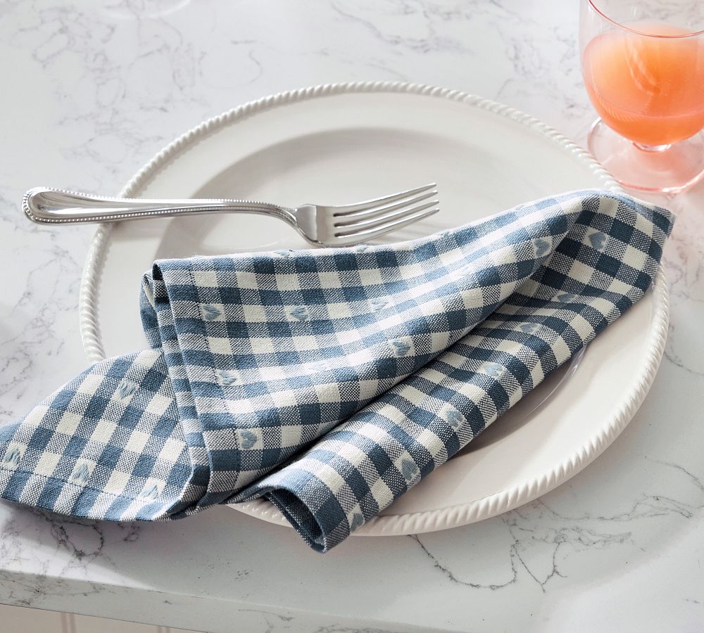 Heart Gingham Organic Cotton Napkins - Set of 4