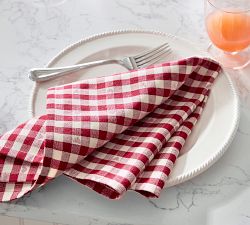Heart Gingham Organic Cotton Napkins - Set of 4