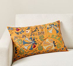 Lucille Suzani Embroidered Lumbar Pillow