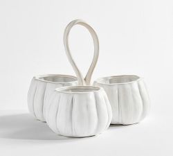 Pumpkin Stoneware Multi-Condiment Server