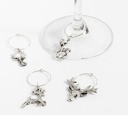 Reindeer Wine Charms - Mixed Set of 4