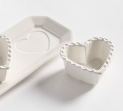 Heirloom Scalloped Heart Stoneware Multi-Condiment Server