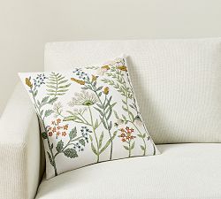 Spring Botanical Embroidered Pillow